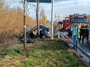 Automobilist gewond na aanrijding met verkeersbord N280